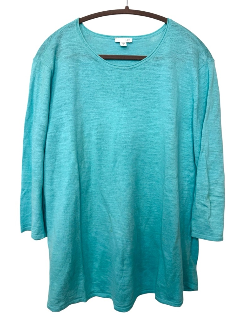 J. Jill Linen Cotton Lightweight 3/4 Sleeve Turquoise Scoop Neck Robin’s Egg